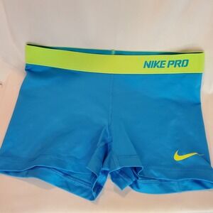 NIKE Pro Women's Dri-Fit Blue‎ Like Green Compression Training Biker Shorts Sz M